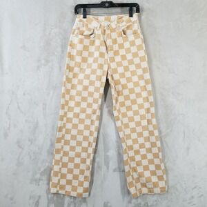 The Ragged Priest Jeans Women 26 Checkered High Rise Straight Leg Punk Rock